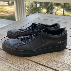 Common Projects Original Achilles Low Black Leather Sneakers Size 38 EU